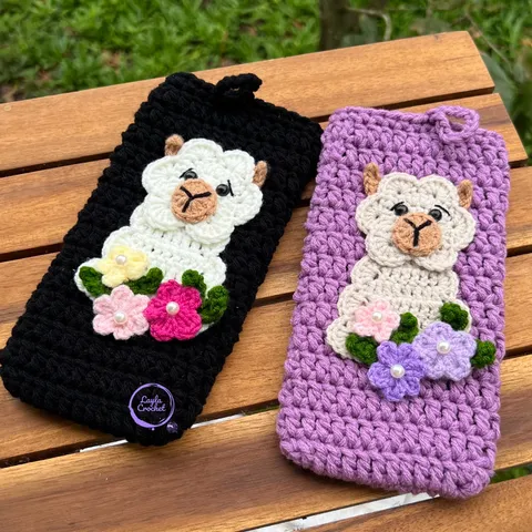 Túi len đựng điện thoại lạc đà alpaca, túi chống sốc điện thoại, đựng máy tính cầm tay, túi len handmade