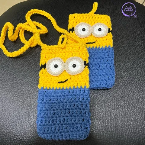 Túi đựng điện thoại hoạ tiết Minion hoạt hình, túi đựng máy tính cầm tay 17x10cm