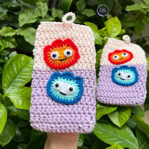 Túi đựng điện thoại hoạ tiết nước và lửa calcifer, túi đeo chéo, đựng máy tính cầm tay, kt:17x10cm
