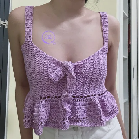 Áo 2 dây len cột nơ màu sắc tuỳ chọn