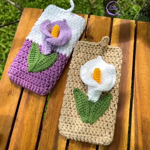 Túi đựng điện thoại hoạ tiết hoa loa kèn, hoa calla lily, túi chống sốc, đựng máy tính cầm tay