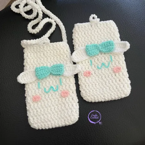 Túi len đựng điện thoại Cinnamoroll khoá cài, kt:17x10cm