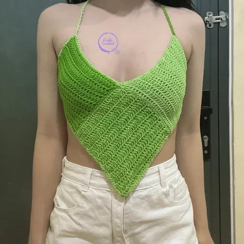 Áo 2 dây hở lưng cá tính, áo len móc theo số đo
