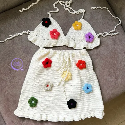 Set bikini len handmade hoa, tuỳ sắc tuỳ chọn