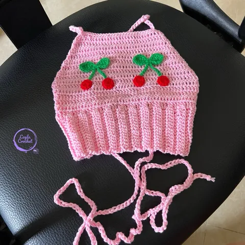 Áo yếm len cho bé, áo yếm handmade hoạ tiết cherry( 1-10 tuổi)