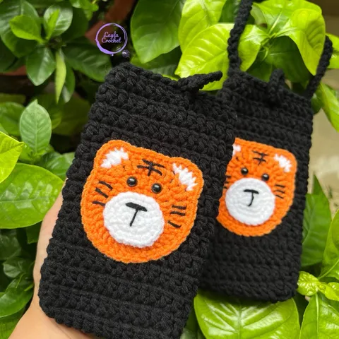 Túi đựng điện thoại mặt hổ, túi đeo chéo, đựng máy tính cầm tay kèm khoá cài, kt:17x10cm
