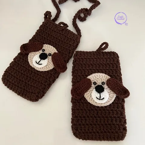 Túi đựng điện thoại hoạ tiết chú cún, túi đeo chéo, đựng máy tính cầm tay, kích thước: 17x10cm khoá cài
