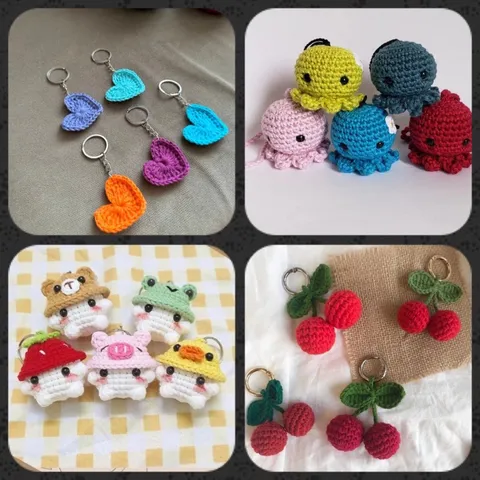 Móc khóa len handmade, màu sắc ngẫu nhiên