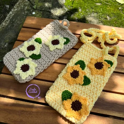 Túi chống sốc điện thoại hoa hướng dương nhí, túi đựng điện thoại, đựng máy tính cầm tay, tặng sinh nhật