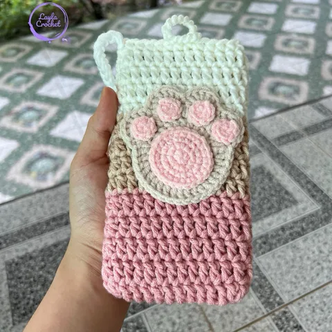 Túi đựng điện thoại, túi đeo chéo hoạ tiết chân cún dễ thương, túi mini, túi du lịch 17x10cm