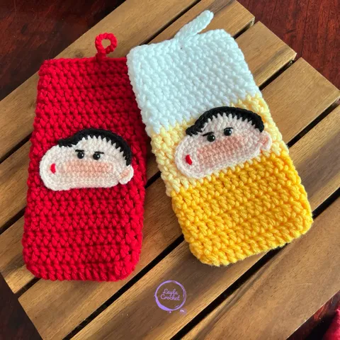 Túi đựng điện thoại shin bút chì, túi len handmade, chống sốc điện thoại, đựng máy tính cầm tay