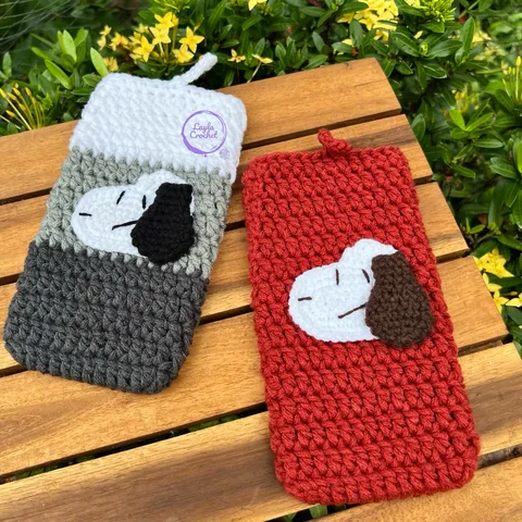 Túi đựng điện thoại hình chú cún, túi đựng máy tính cầm tay, chống sốc, túi len thủ công handmade